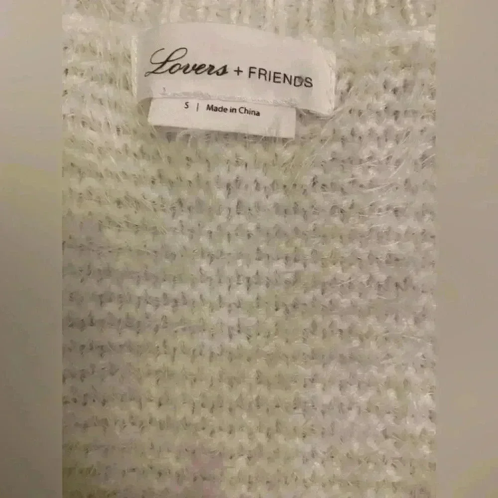Lovers & Friends Ivory Cutout Fuzzy Sweater.
